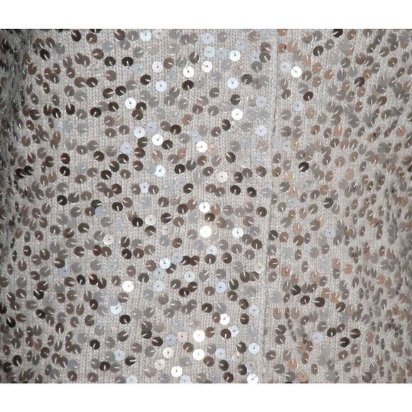 Ann Taylor Ladies Brown Snap Button Front Sequin Sweater Size M Stretch Career - Picture 3 of 9